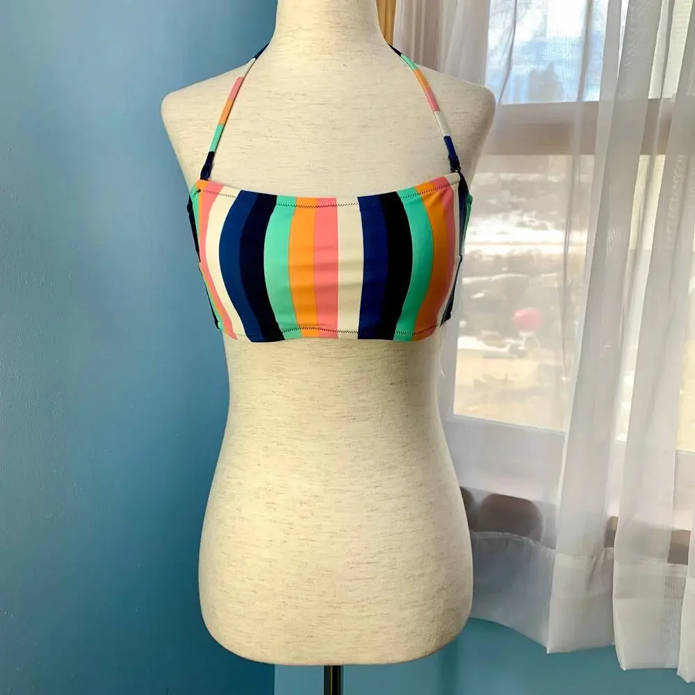 NWT J. Crew Factory Striped Bikini Top Size Medium - Picture 1 of 6
